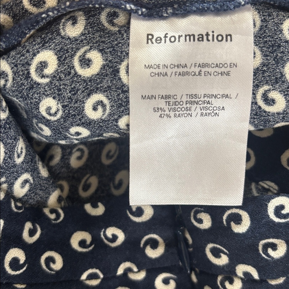 Reformation Dimo Pant in Navy and White Print Size 4 - Picture 4 of 6